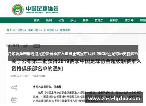 丹东腾跃未能通过足协新赛季准入审核正式宣布解散 面临职业足球历史性转折